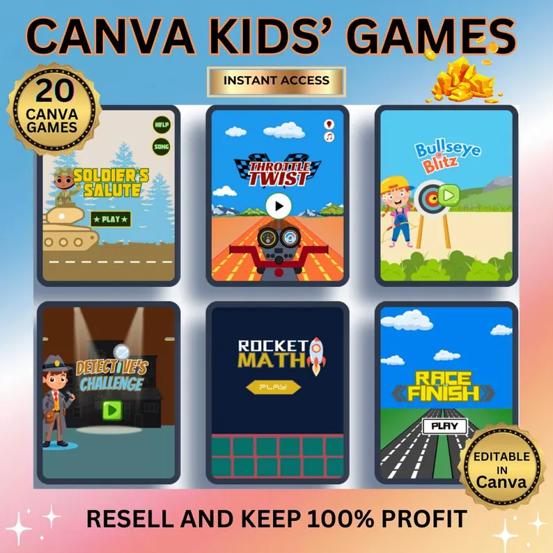 Canva Kids Games with PLR