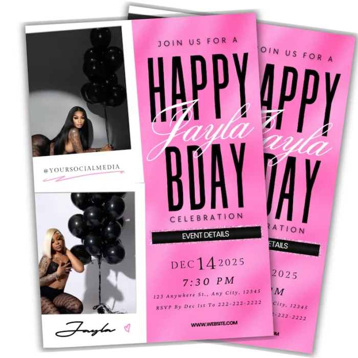 Editable Aesthetic Birthday Invitation Template - Image 1