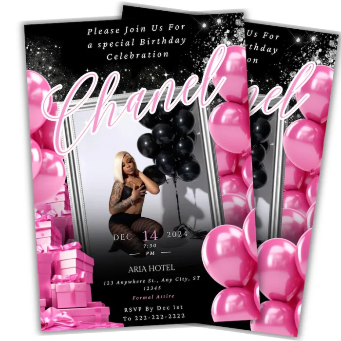 Editable Aesthetic Birthday Invitation Template - Image 1
