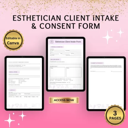 Esthetician Consultation Form | Editable Skin Consent & Client Intake