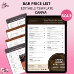 Mobile Bar Price List Template